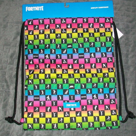 FORTNITE Amplify Carrysack Drawstring Cinch Bag 16"x14" Gamers Backpack - Picture 2 of 4